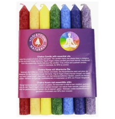 Kerze - Chakra - Stabkerze dünn - mit Duft - 7er Pack