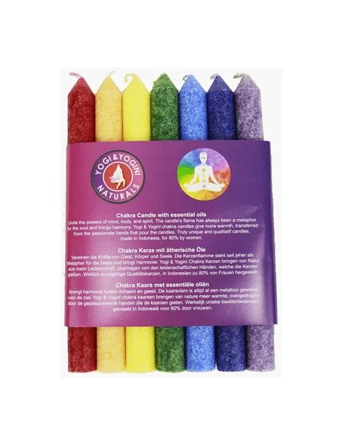 Kerze - Chakra - Stabkerze dünn - mit Duft - 7er Pack