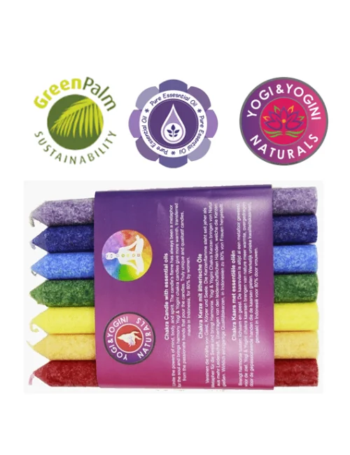 Kerze - Chakra - Stabkerze dünn - mit Duft - 7er Pack