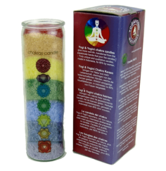 Kerze - Chakra - Kerze im Glas - Regenbogen Stearin - mit Duft - ca. 100 Std. Brenndauer