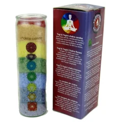 Kerze - Chakra - Kerze im Glas - Regenbogen Stearin - mit Duft - ca. 100 Std. Brenndauer