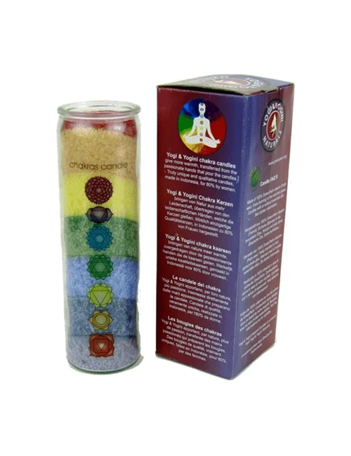 Kerze - Chakra - Kerze im Glas - Regenbogen Stearin - mit Duft - ca. 100 Std. Brenndauer