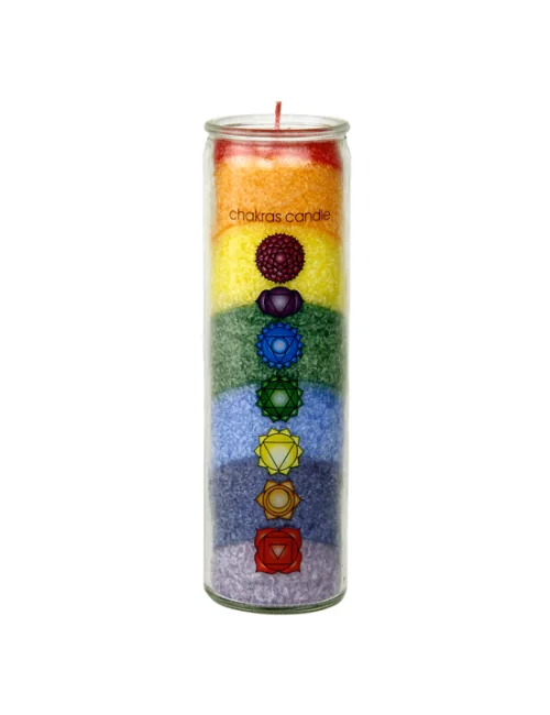 Kerze - Chakra - Kerze im Glas - Regenbogen Stearin - mit Duft - ca. 100 Std. Brenndauer