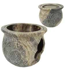 Räuchergefäß - Kombi inkl. Aromalampe & Duftlampe - Speckstein - XXL bauchig ca. 14cm