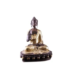 Statue - Figur - Buddha - Mudra der Lehre - Messsing - 2farbig - ca. 20 cm Höhe