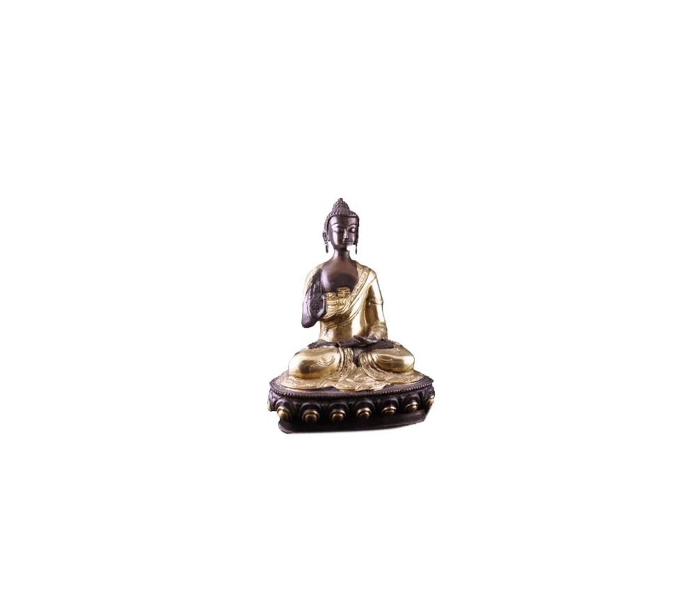 Statue - Figur - Buddha - Mudra der Lehre - Messsing - 2farbig - ca. 20 cm Höhe