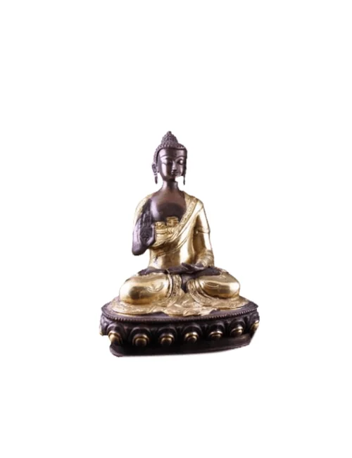 Statue - Figur - Buddha - Mudra der Lehre - Messsing - 2farbig - ca. 20 cm Höhe