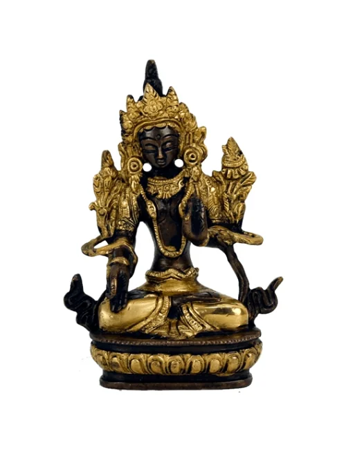 Statue - Figur - Weiße Tara - 2 farbig - Messsing - ca. 13 cm Höhe