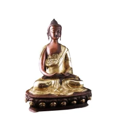 Statue - Figur - Buddha - Amitabha - Messing - 2 farbig - ca. 20 cm