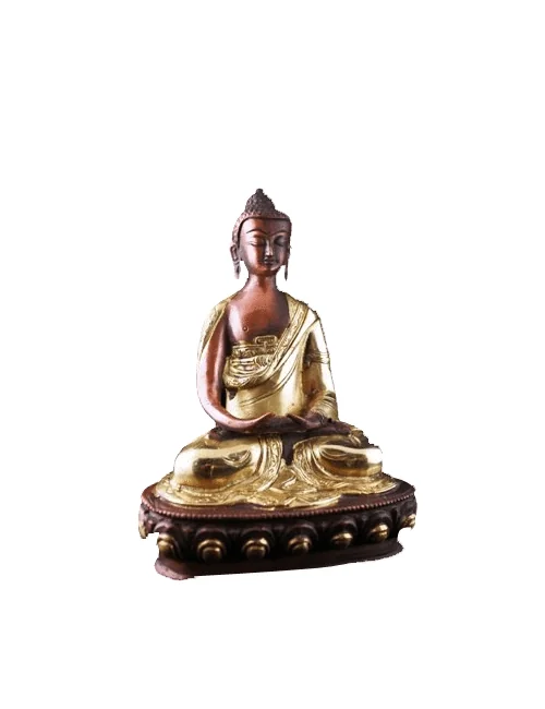 Statue - Figur - Buddha - Amitabha - Messing - 2 farbig - ca. 20 cm