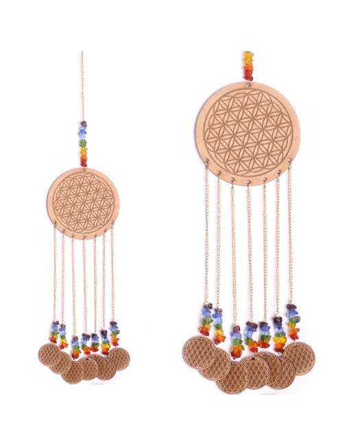 Hängende Dekoration - FengShui - Chakra - Blume des Lebens - Holz ca.40x8 cm