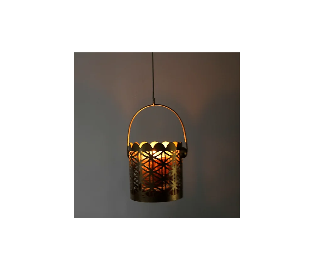 Teelichthalter - Blume des Lebens - Zylinder klein - Metall gold - ca. 9,5 x 9,5 cm