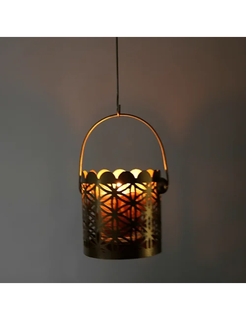 Teelichthalter - Blume des Lebens - Zylinder klein - Metall gold - ca. 9,5 x 9,5 cm