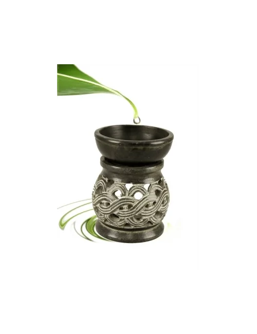 Aromalampe & Duftlampe - Keltischer Knoten - Speckstein - schwarz - ca. 12cm
