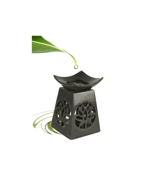 Aromalampe & Duftlampe - Lotus Blume - Speckstein - schwarz - ca. 11x8 cm
