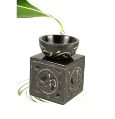 Aromalampe & Duftlampe - Ohm symbol - Speckstein - schwarz - ca. 11x8 cm
