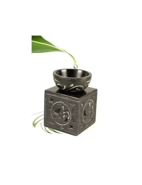 Aromalampe & Duftlampe - Ohm symbol - Speckstein - schwarz - ca. 11x8 cm