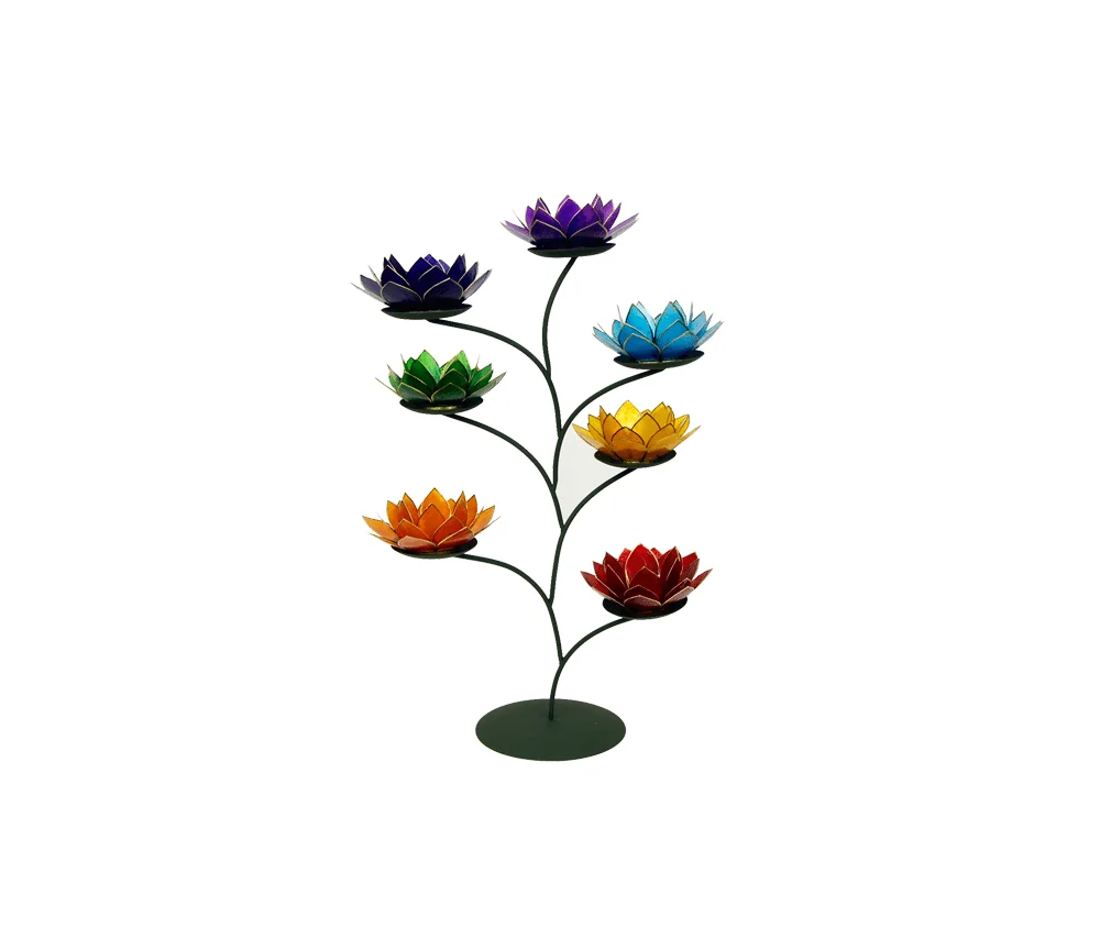 Teelichthalter - Chakra Baum /Teelicht Ständer - Gold/Bronze - mit 7 Armen ca. 57x35cm