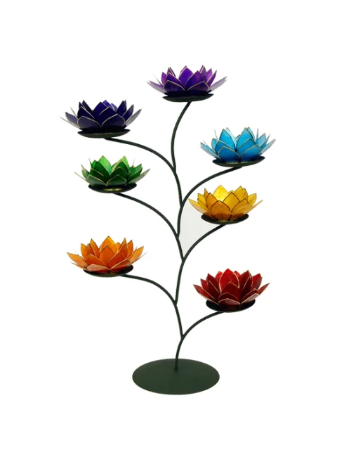 Teelichthalter - Chakra Baum /Teelicht Ständer - Gold/Bronze - mit 7 Armen ca. 57x35cm