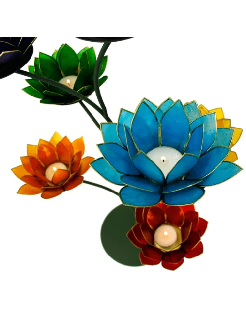 Teelichthalter - Chakra Baum /Teelicht Ständer - Gold/Bronze - mit 7 Armen ca. 57x35cm