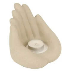 Teelichthalter - Hände voll Licht - Polyresin - creme /beige - ca. 13cm
