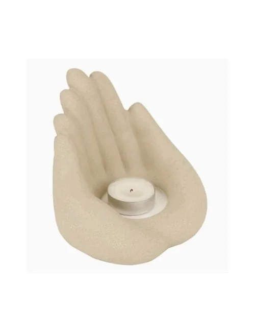 Teelichthalter - Hände voll Licht - Polyresin - creme /beige - ca. 13cm