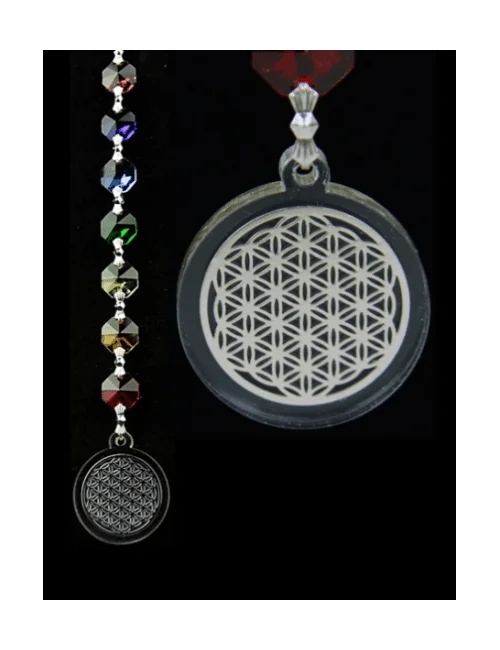 Hängende Dekoration - FengShui - Chakra - Kristall - Blume des Lebens - silber - ca. 20 cm