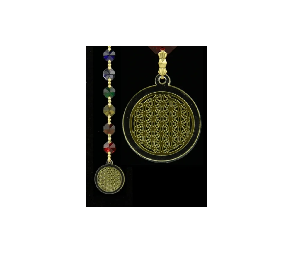 Hängende Dekoration - FengShui - Chakra - Kristall - Blume des Lebens - gold - ca. 20 cm