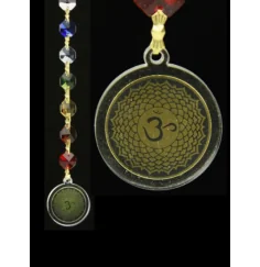 Hängende Dekoration - FengShui - Chakra - Kristall - Ohm & Kronenchakra - gold - ca. 20 cm