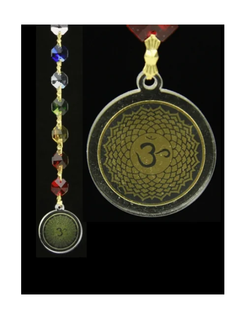 Hängende Dekoration - FengShui - Chakra - Kristall - Ohm & Kronenchakra - gold - ca. 20 cm