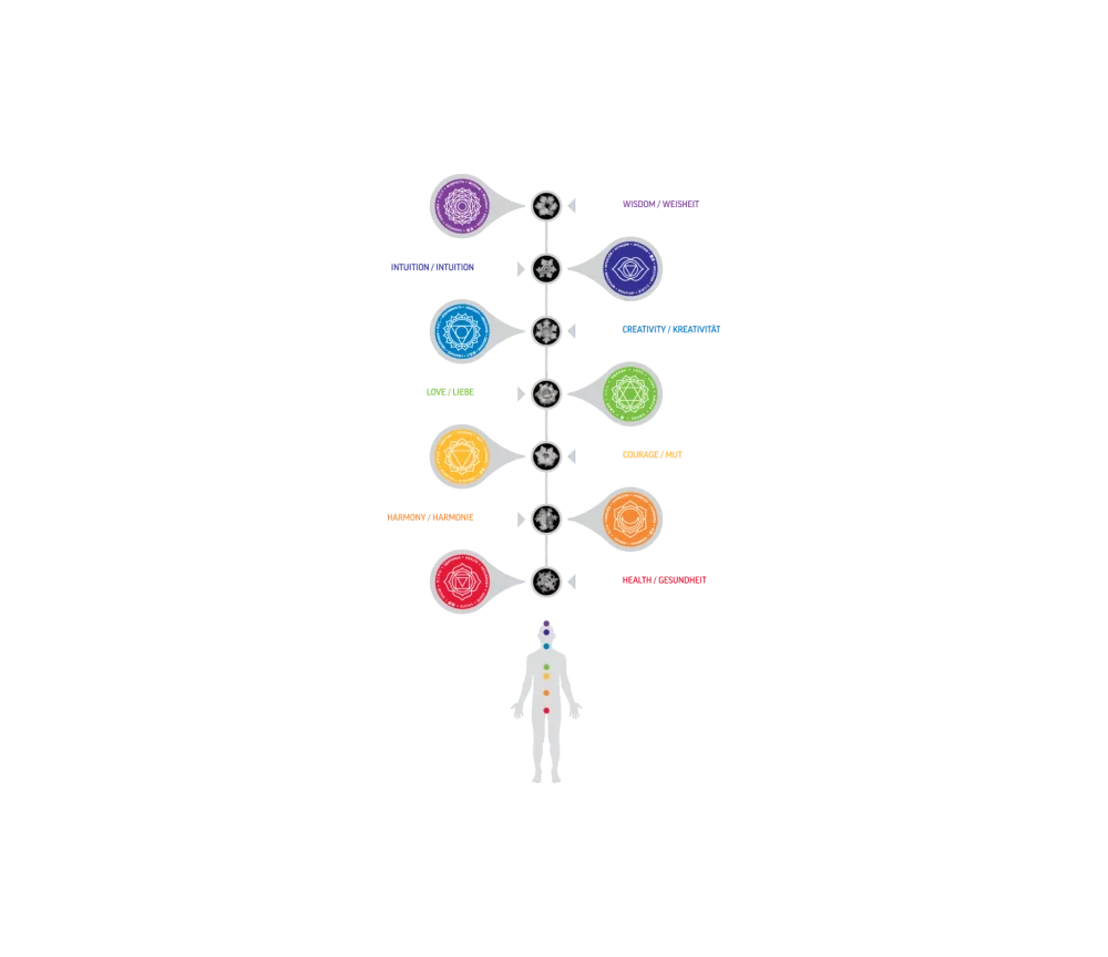 Nature's Design - Gläser Set - Chakra - 7tlg - mit farbigen Chakra Symbol auf Glasboden