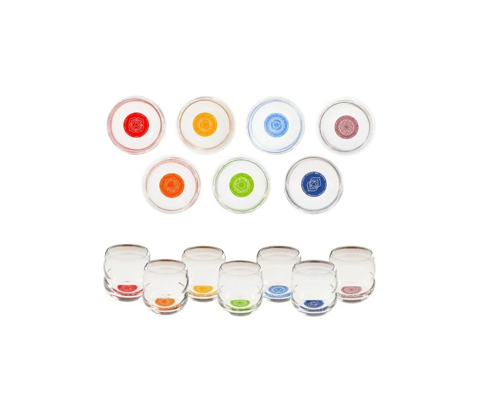 Nature's Design - Gläser Set - Chakra - 7tlg - mit farbigen Chakra Symbol auf Glasboden