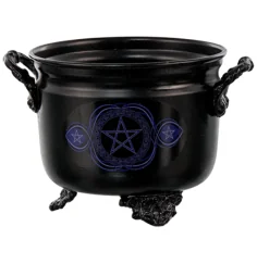 Räuchergefäß - Räucherkessel - mit blauem Pentagramm - Eisen - ca. 10x8 cm