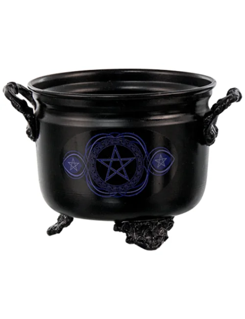Räuchergefäß - Räucherkessel - mit blauem Pentagramm - Eisen - ca. 10x8 cm