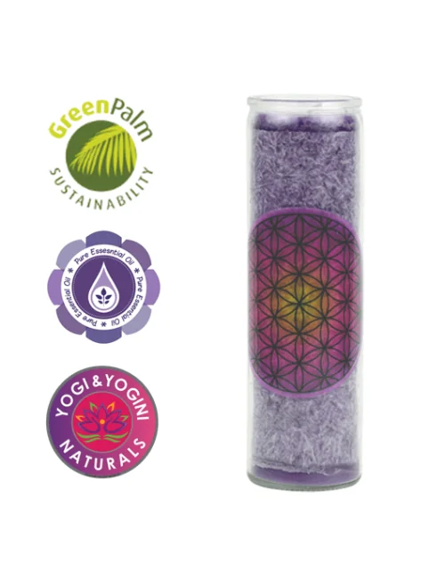 Kerze - Duftkerze im Glas - Blume des Lebens - Lila / Lila Verlauf - Palmkernwachs - ca. 100 Std.