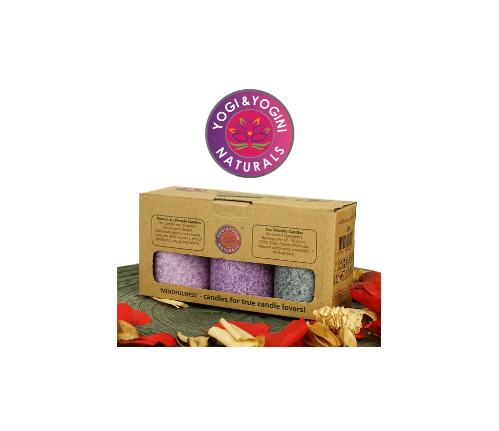 Kerze - Lifestylekerzen Set - Mindfulness - lila - Palmkernwachs - ca. 18 Std. - 3er Set