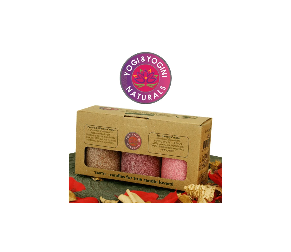Kerze - Lifestylekerzen Set - Earth - rot / braun- Palmkernwachs - ca. 18 Std. - 3er Set