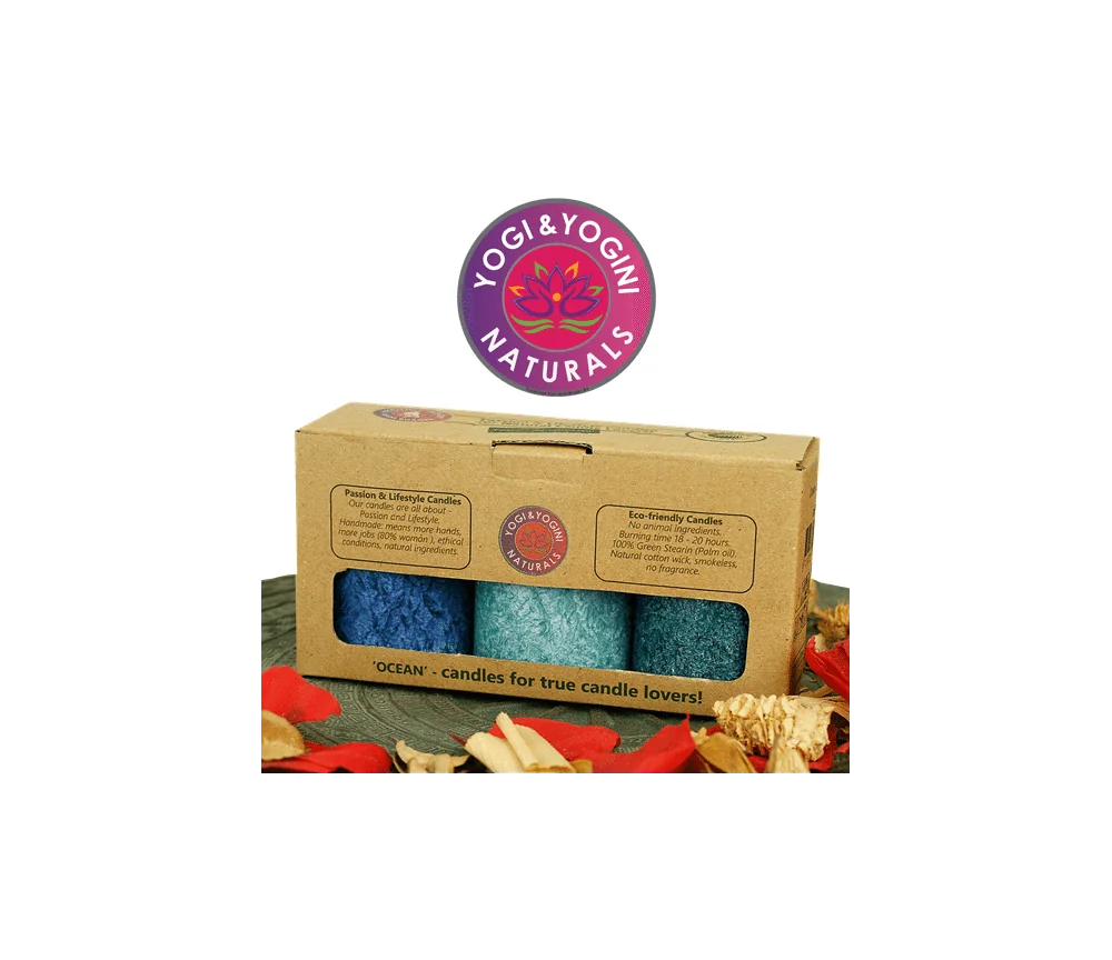 Kerze - Lifestylekerzen Set - Ocean - blau / türkis - Palmkernwachs - ca. 18 Std. - 3er Set