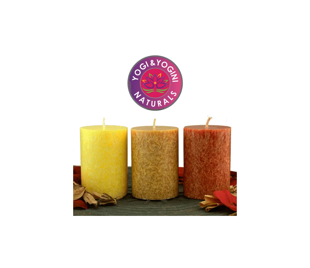 Kerze - Lifestylekerzen Set - Sunset - gelb / orange - Palmkernwachs - ca. 18 Std. - 3er Set